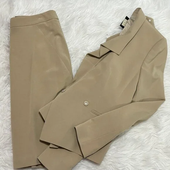 NWT Ann Taylor Beige 2 Piece Skirt Suit - Picture 3 of 12